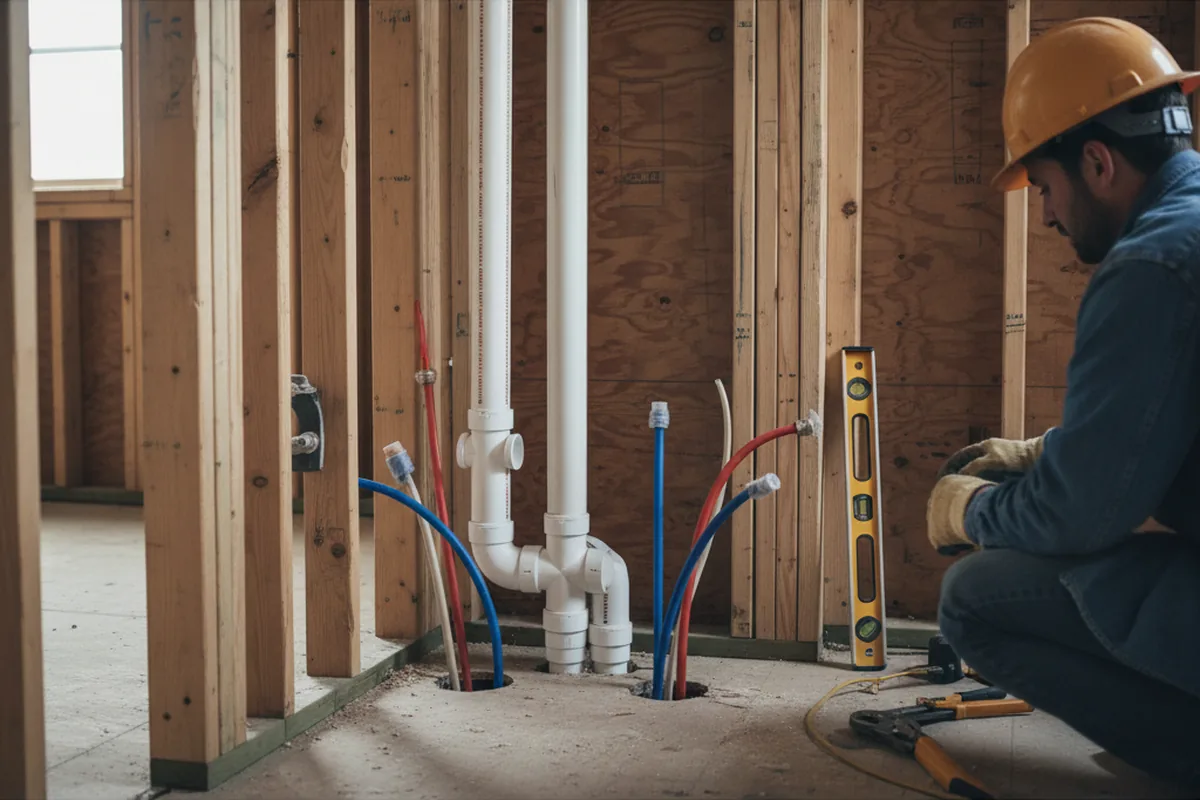 Drain and supply rough-in during Garbage Disposal Repair in Fiskeville