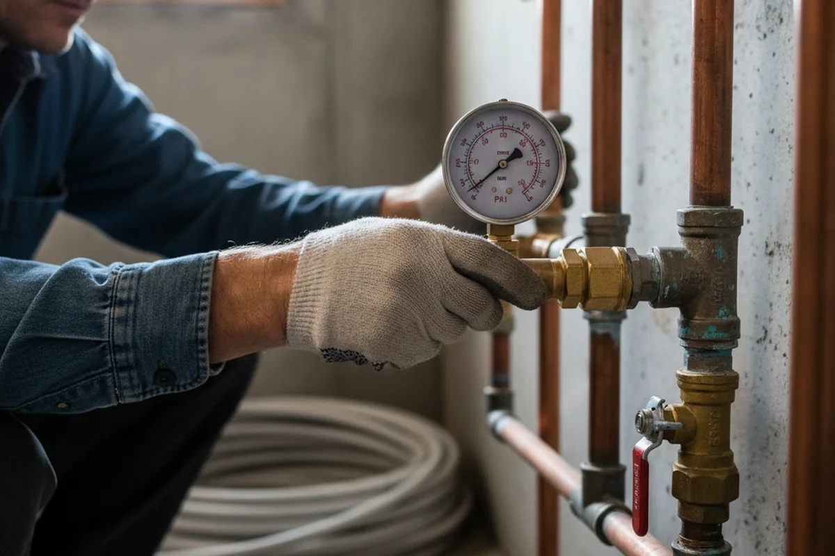 Pressure testing a repaired line during Water Line Repair in Fiskeville